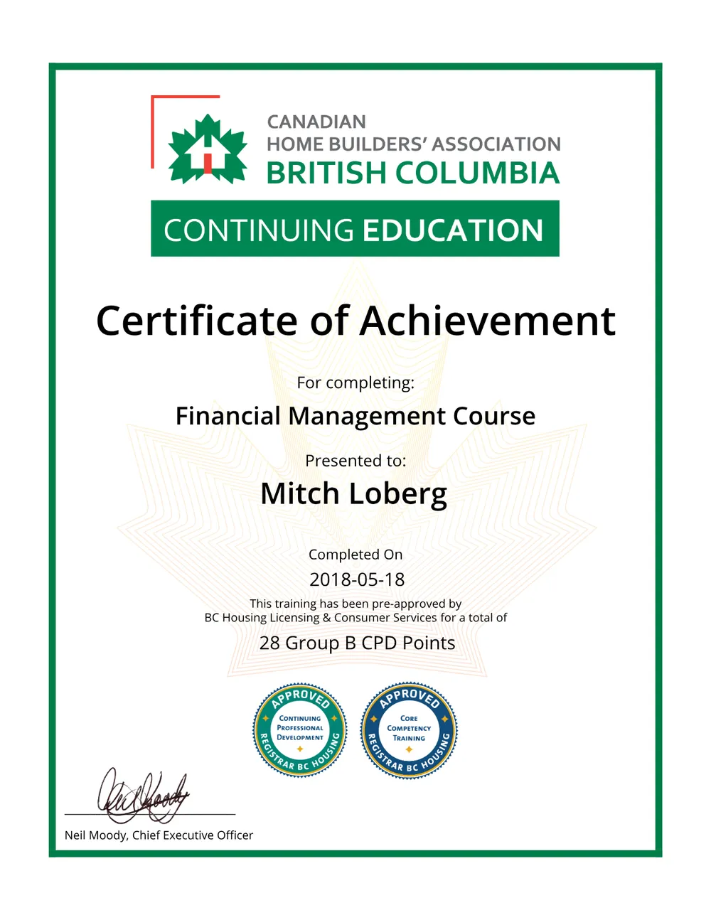 Financial Management — Canadian Home Builders' Association BC