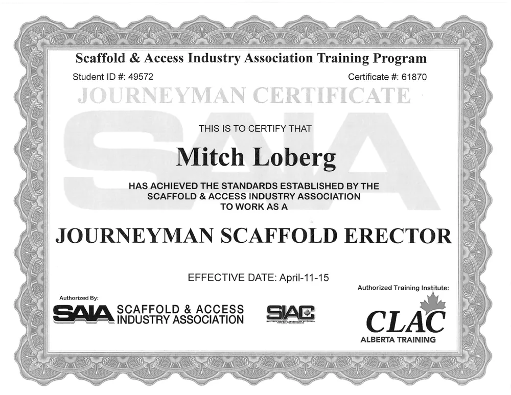 Journeyman Scaffold Erector — Scaffold & Access Industry Association